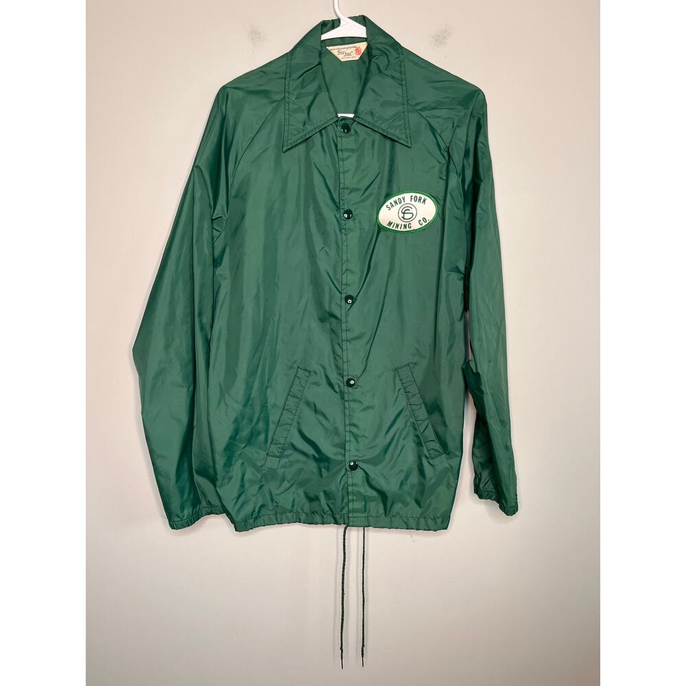 1970s Sir Jac Spruce Green Sandy Fork Mining Slicker Dagger Collar Jacket L
